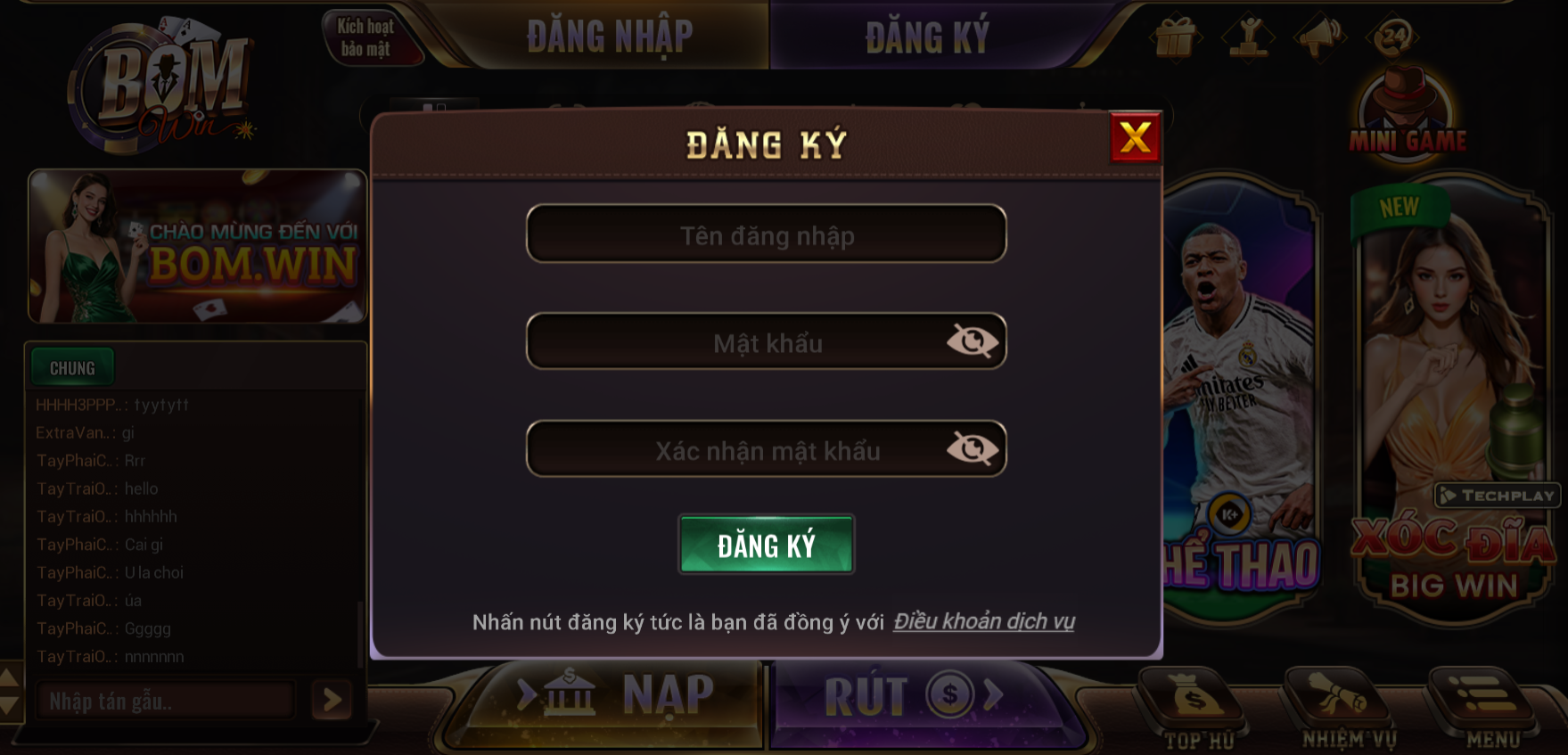 đăng ký nhà cái Bomwin