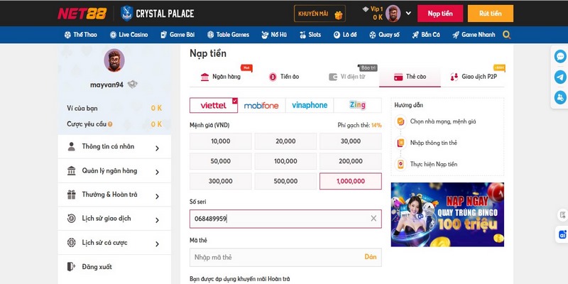 Lưu ý khi thực hiện nạp thẻ cào