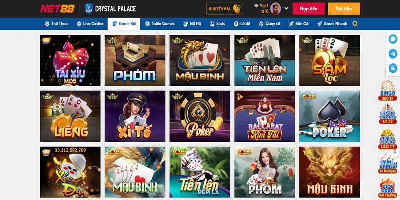 các game bài Net88