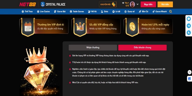 Cách tận dụng chương trình hoàn trả 1,5% ở Net88