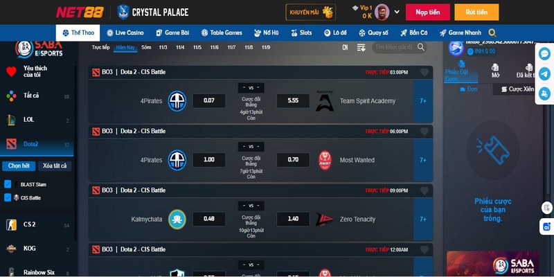 Net88 top các nhà cái Esports