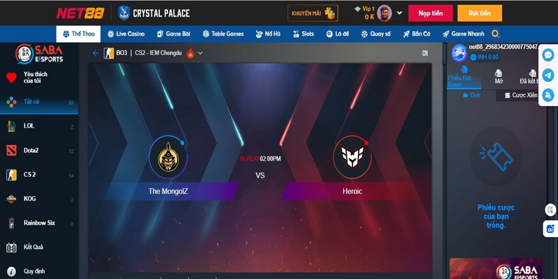 Lý do nên chọn Net88 để cá cược Esports