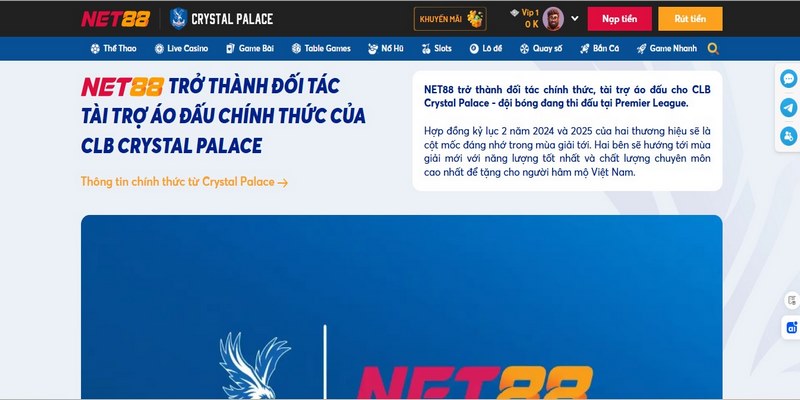 Hợp tác giữa Net88 và Crystal Palace mang lại nhiều lợi ích