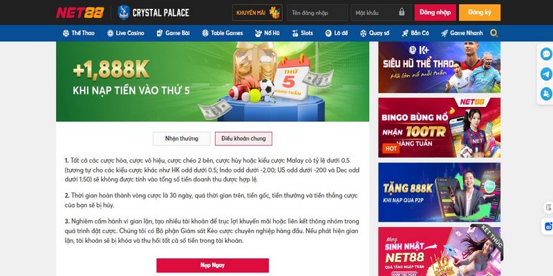 Lưu ý khi tham gia siêu thưởng nạp tiền tại Net88