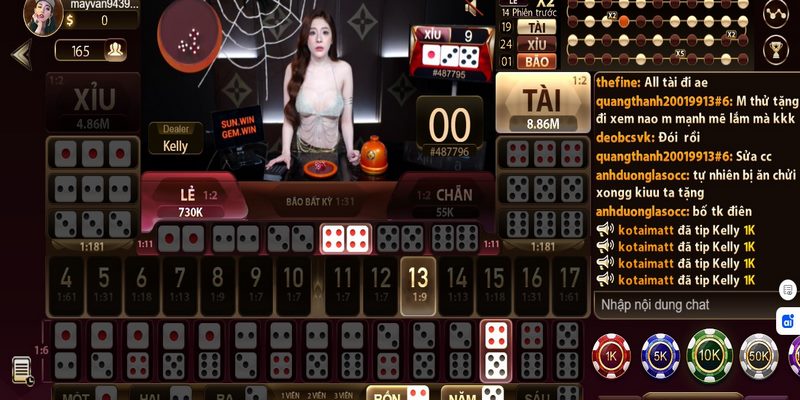 Sảnh tài xỉu Sun Net88 đặt tối đa 20 triệu/lượt